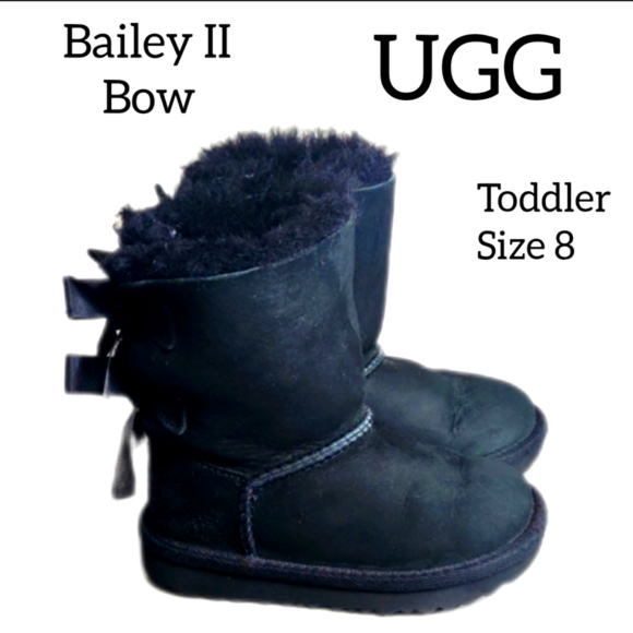 UGG TODDLER BAILEY II BOW SIZE 8 BLACK COLOR - Picture 1 of 12